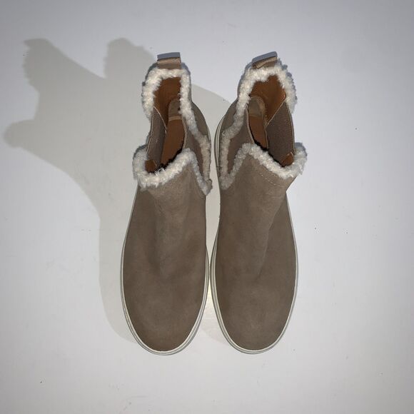 Lucky Brand Shoes Womens 9.5M Tan Faux Fur Trim Kichai Slip On Sneaker Boots - Picture 5 of 8